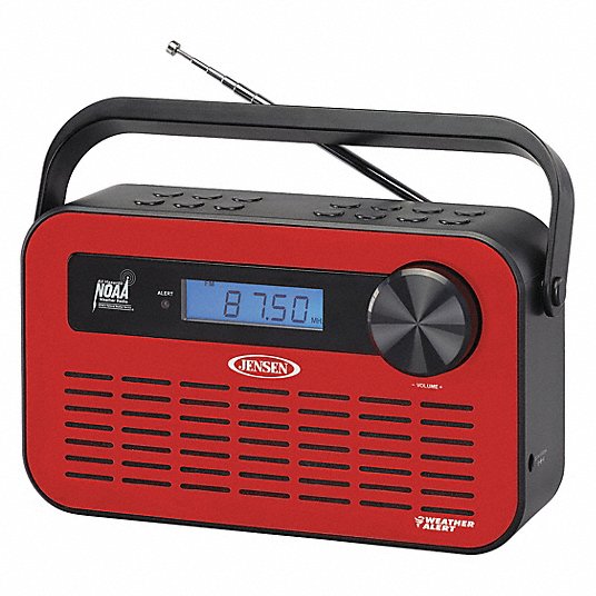 JENSEN JEP-250 Portable Weather Radio AM/FM NOAA Alert Red