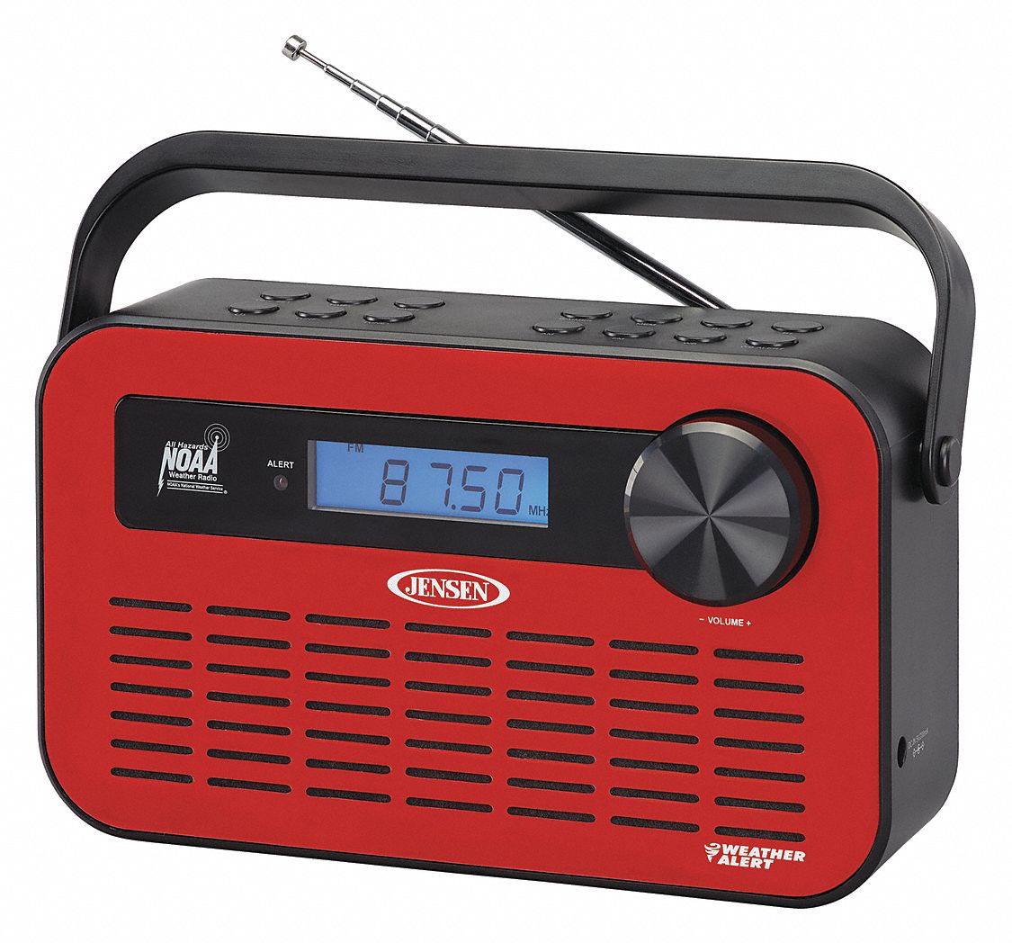 JENSEN JEP-250 Portable Weather Radio AM/FM NOAA Alert Red