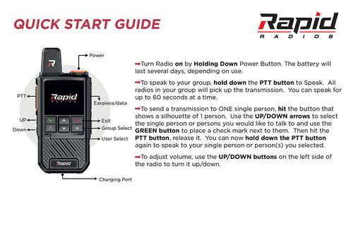Rapid Radios G1 Nationwide LTE Push-to-Talk Walkie-Talkie